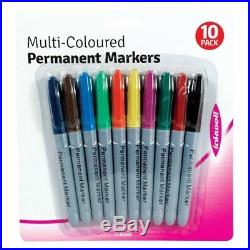 10 Pack Of Permanent Marker Pens Multi Assorted Colours Sharpie Fine Point Tip