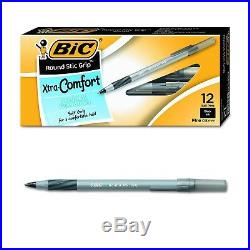 12 Pack Ballpoint Pen Black Ink 0.8mm Fine point Writing School Office Supplies