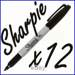 12 Sharpie Black Fine Point Waterproof Permanent Marker Pens Permenent