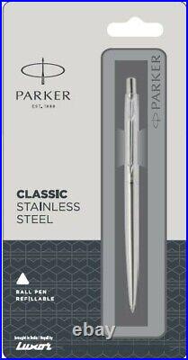 12 X New Parker Classic Stainless Steel Chrome Trim Ball Point Pen, Parker Pens