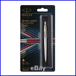 150 x Parker Jotter SS Steel GT Gold Trim Ball Point Pen, Fine Nib, Blue Ink New