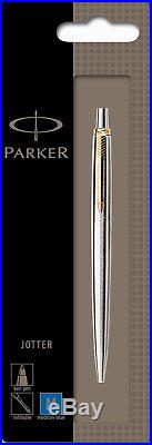 150 x Parker Jotter SS Steel GT Gold Trim Ball Point Pen, Fine Nib, Blue Ink New