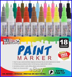 18 Color Set Paint Markers With Extra Fine Point Tip Oil Based Paint Pen Markers