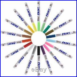 18 Color Set Paint Markers With Extra Fine Point Tip Oil Based Paint Pen Markers