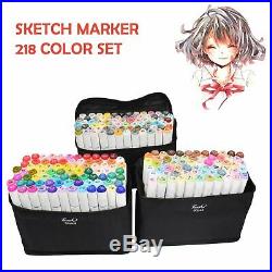 218 Color Set Alcohol Marker Pen Art Drawing Sketch Twin Tips Broad Fine Point