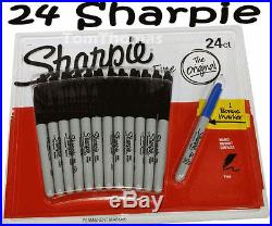 24 Sharpie Full Size Black Permanent Fine Point Felt Marker Pens