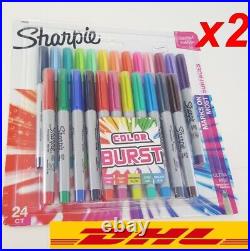 2xSharpie Fine Point Limited Edition Colors BURST Permanent Markers 24Assorted