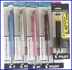 (4) Dr. Grip Limited Retractable Rolling Ball Gel Pen, Fine Point, Metallic Mau