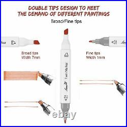80 218 Color Markers Pen Graphic Art Sketch Twin Tips Fine Point Broad Coloring
