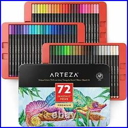 ARTEZA Inkonic Fineliners Fine Point Pens Set of 72 Fine Tip Markers with Color