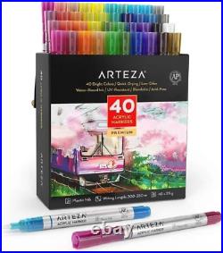 Acrylic Paint Markers, Set of 40 Acrylic Paint Pens in Assorted Colors, Art & Cr