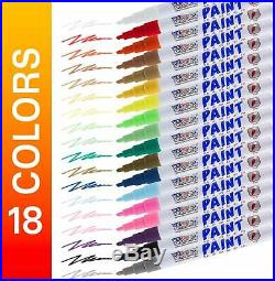 Art Supply Paint Pen Markers Set of 18-Colors Point Tip Oil Based Permanent Ink