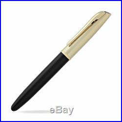 Aurora Style Fountain Pen Black With Gold Plated Cap Extra Fine Point E08