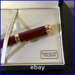 Aurora Talentum Classic Fountain Pen Burgundy With Gold Trim Fine Point D12