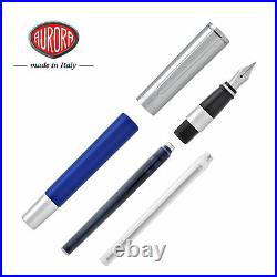 Aurora Tu Fountain Pen Blue With Chrome Cap Fine Point NEW in box T11-CBF