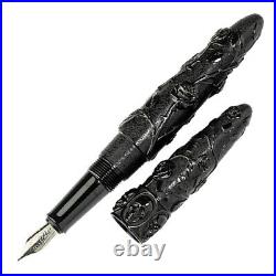 Benu Skulls and Roses Fountain Pen in Crow Black Extra Fine Point NEW