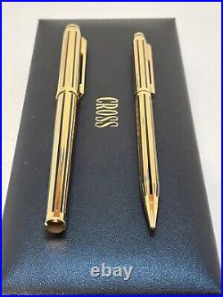 CROSS SIGNATURE BARLEYCORN 22K Electroplate Gold Rollerball Pen & 0.5mm Pencil