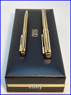 CROSS SIGNATURE BARLEYCORN 22K Electroplate Gold Rollerball Pen & 0.5mm Pencil