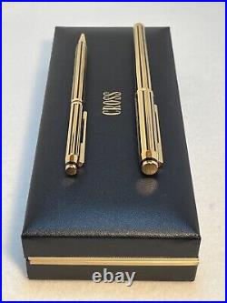 CROSS SIGNATURE BARLEYCORN 22K Electroplate Gold Rollerball Pen & 0.5mm Pencil