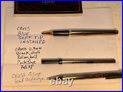 CROSS SIGNATURE BARLEYCORN 22K Electroplate Gold Rollerball Pen & 0.5mm Pencil