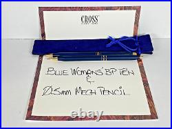 CROSS WOMEN'S BLUE & GOLD BALLPOINT PEN & 0.5mm MECHANICAL PENCIL #244105