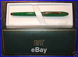 Cross Jade Fountain Pen Jade 18k Gold Fine Point New In Box Made In USA