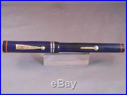 Diamond Point Blue Flat Top Lever Fill Pen working-flexible fine nib