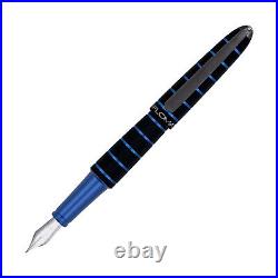 Diplomat Elox Fountain Pen in Ring Black/Blue Fine Point NEW in Box