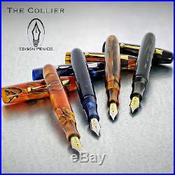 Edison Collier Antique Marble Steel Nib Fine Point Fountain Pen New in Gift Box