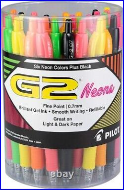 Ergonomic G2 Fine Point Gel Roller Pens, Neon Colors & Black 0.7 mm Pack of 36