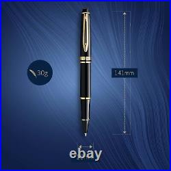 Expert Rollerball Pen Gloss Black with 23k Gold Trim Fine Point Black Ink Gif