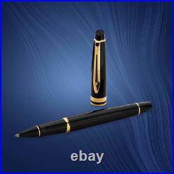 Expert Rollerball Pen Gloss Black with 23k Gold Trim Fine Point Black Ink Gif