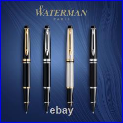 Expert Rollerball Pen Gloss Black with 23k Gold Trim Fine Point Black Ink Gif