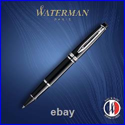 Expert Rollerball Pen, Gloss Black with Chrome Trim, Fine Point with Black Ink C