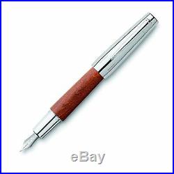 Faber-Castell E-Motion Fountain Pen Extra Fine Point Wood & Chrome Brown 148202