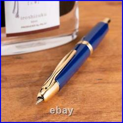 Genuine Pilot Vanishing Point Retractable Fountain Pen, Blue & Gold, New