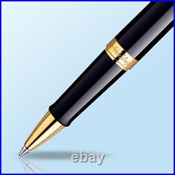 Hémisphère Rollerball Pen Gloss Black with 23K Gold Trim Fine Point Black Ink Gi
