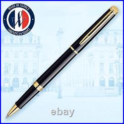 Hémisphère Rollerball Pen Gloss Black with 23k Gold Trim Fine Point Black Ink