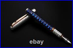 Honeybee Fountain Pen 925 Solid Silver Bock Nib Fine Point Blue Ink Cartidges