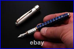 Honeybee Fountain Pen 925 Solid Silver Bock Nib Fine Point Blue Ink Cartidges
