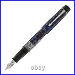 Kilk Celestial Fountain Pen in Black and Blue Chipped Extra Fine Point NEW