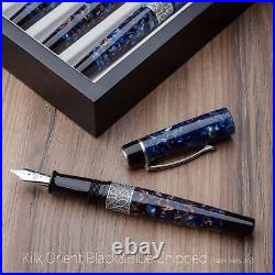 Kilk Celestial Fountain Pen in Black and Blue Chipped Fine Point NEW
