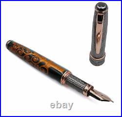 Klimt Three Of Life Fountain Pen 925 Solid Silver Cap Bock Nib Extra Fine Point