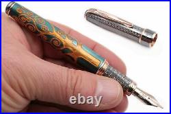 Klimt Three Of Life Pen 925 Solid Silver Cap Bock Nib Extra Fine Point Blue Ink