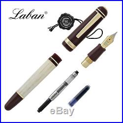 Laban 325 Fountain Pen Burgundy Cap with Ivory Barrel Fine Point