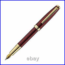 Laban 986 Guilloche Fountain Pen in Ruby Red Extra Fine Point NEW in Box