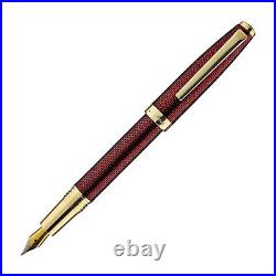 Laban 986 Guilloche Fountain Pen in Ruby Red Fine Point NEW in Box
