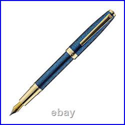 Laban 986 Guilloche Fountain Pen in Sapphire Blue Extra Fine Point NEW