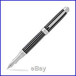 Laban Black &. 925 Sterling Silver Perpendicular Fine Point Fountain Pen NEW