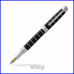 Laban Black and. 925 Sterling Silver Fountain Pen Horizontal Fine Point
